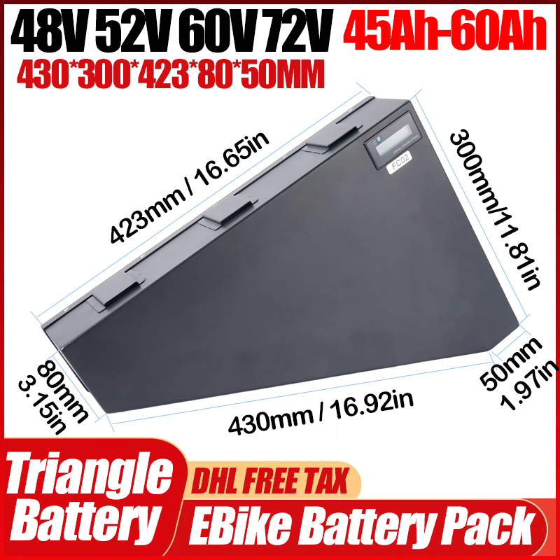 Batterie triangulaire pour vél - 72V 50Ah 21700 Lithium Battery avis et prix